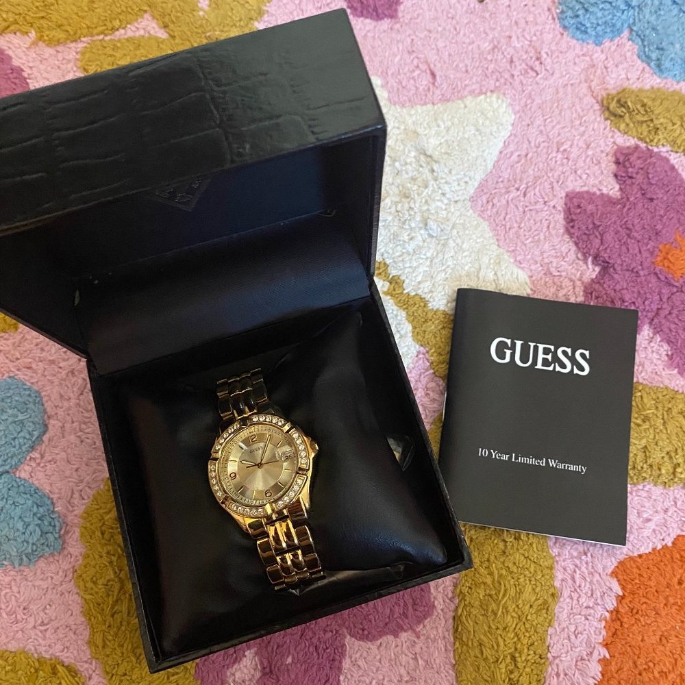 Guess Gold Watch with Crystals New in Box